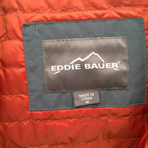 Eddie Bauer Preppy Classic Premium Goose Down Micro Therm Hooded Navy Jacket M - Picture 5 of 13